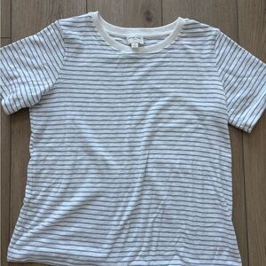 Orange Creek White and Gray Striped Tee